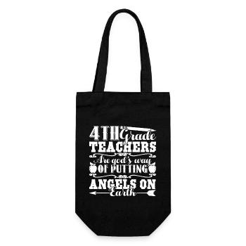 4th Grade Teacher God Made 4th Grade Teachers - Gift Bag for Bottles - black - Front