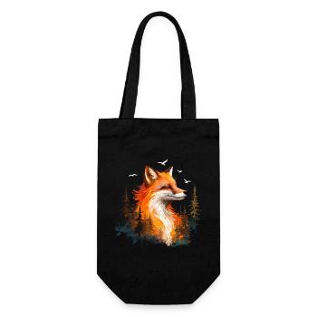 Fox Lover Woodland Flowers Art Foxes Cute Fox - Gift Bag for Bottles - black - Front
