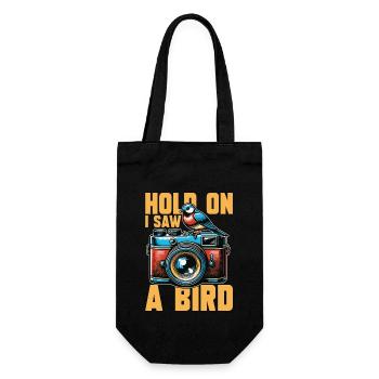 Bird Photography Hold On I Saw A Bird Nature Lover - Gift Bag for Bottles - black - Front