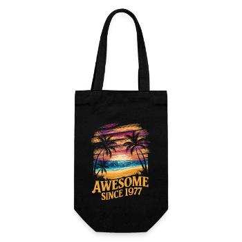 Awesome Since 1977 Strand Sonnenuntergang - Geschenkbeutel für Flaschen - Schwarz - Vorne