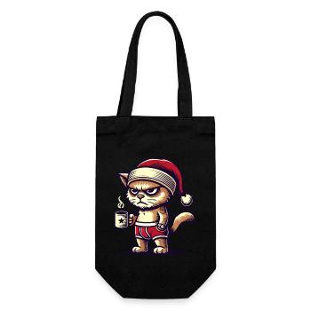 Drôle de chat de Noël - Sac à bouteille - noir - Devant