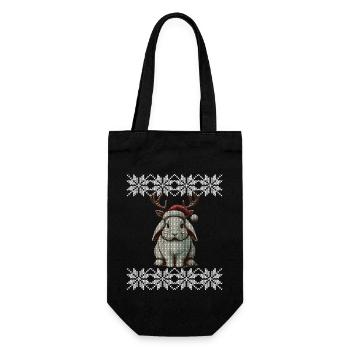 Mignon lapin renne Noël - Sac à bouteille - noir - Devant