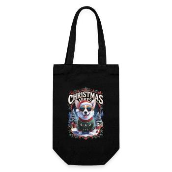 Corgi Christmas Vibes - Gift Bag for Bottles - black - Front