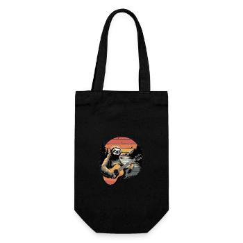 Faultier mit Gitarre - Geschenkbeutel für Flaschen - Schwarz - Vorne