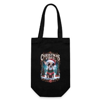 Chihuahua Christmas Vibes - Gift Bag for Bottles - black - Front