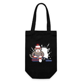 Sock Monkey Curling - Gift Bag for Bottles - black - Front