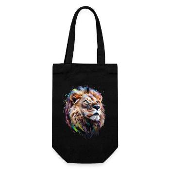 Lion Lover Wildlife Safari Art Lion Colorful - Gift Bag for Bottles - black - Front