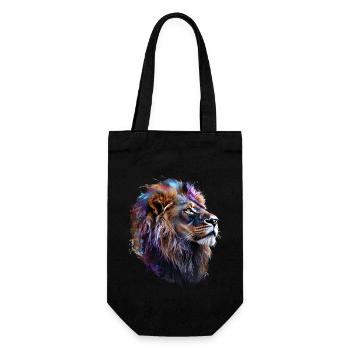 Lion Lover Wildlife Safari Art Lion Colorful - Gift Bag for Bottles - black - Front