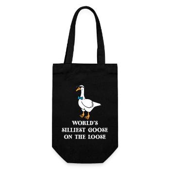 Die dümmste Gans der Welt auf freiem Fuß - Geschenkbeutel für Flaschen - Schwarz - Vorne
