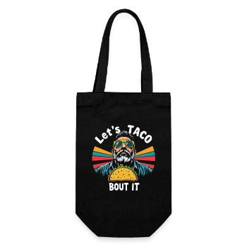 Let's Taco Bout It – Lustiger Taco Spruch Taco - Geschenkbeutel für Flaschen - Schwarz - Vorne