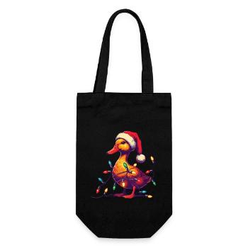Weihnachten Lustige Ente Mit Lichterkette - Geschenkbeutel für Flaschen - Schwarz - Vorne