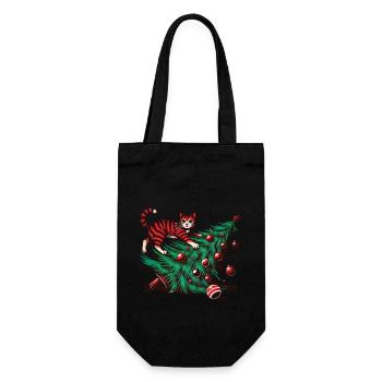 Drôle de chat Noël rétro vintage - Sac à bouteille - noir - Devant