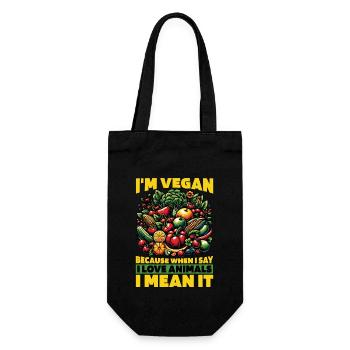 Vegetarian I'm Vegan Because Animal Lover Veganism - Gift Bag for Bottles - black - Front