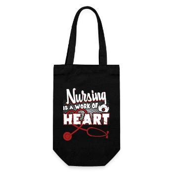 Nursing Is A Work Of Heart - Gift Bag for Bottles - black - Front