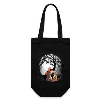 Katze Katzen mystisch Zauberer Halloween Kinder - Geschenkbeutel für Flaschen - Schwarz - Vorne
