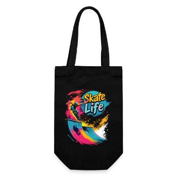 Skate Life Skateboard Skater Skateboarding - Geschenkbeutel für Flaschen - Schwarz - Vorne