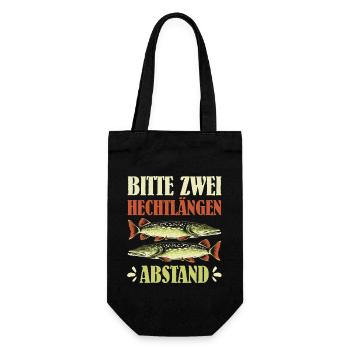 Angler BITTE ZWEI HECHT LÄNGEN ABSTAND Lustiges - Geschenkbeutel für Flaschen - Schwarz - Vorne