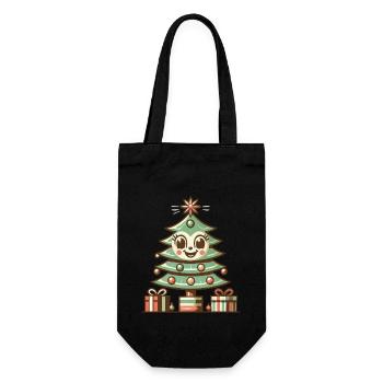 Fröhlicher Weihnachtsbaum Mit Geschenken - Geschenkbeutel für Flaschen - Schwarz - Vorne
