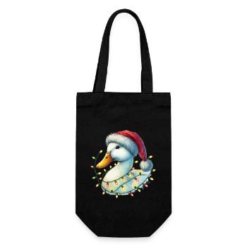Canard drôle de Noël avec des guirlandes lumineuses - Sac à bouteille - noir - Devant