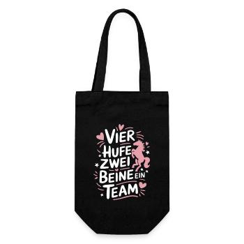 Pferde Mädchen Reiten Reiterin Pferdeliebhaber - Geschenkbeutel für Flaschen - Schwarz - Vorne