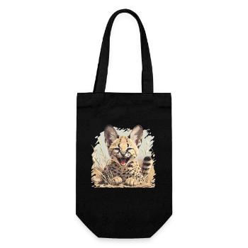 Servale Serval - Geschenkbeutel für Flaschen - Schwarz - Vorne
