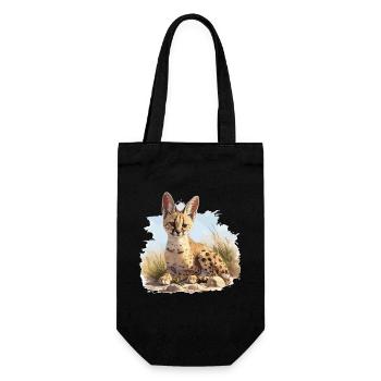 Servale Serval - Geschenkbeutel für Flaschen - Schwarz - Vorne