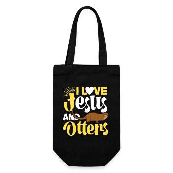 Otter Jesus Faith Christian I Love - Geschenkbeutel für Flaschen - Schwarz - Vorne