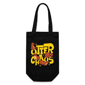Otter Pun Otter Chaos - Geschenkbeutel für Flaschen - Schwarz - Vorne