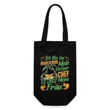 Rentner IM RUHESTAND MEIN EINZIGER CHEF MEINE FRAU - Geschenkbeutel für Flaschen - Schwarz - Vorne