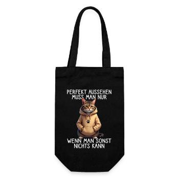 Lustig Katzen Spruch Tierliebhaber Funny Cat Katze - Geschenkbeutel für Flaschen - Schwarz - Vorne