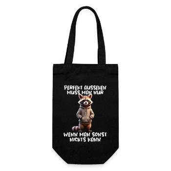 Lustig Waschbär Spruch Tierliebhaber Funny Raccoon - Geschenkbeutel für Flaschen - Schwarz - Vorne