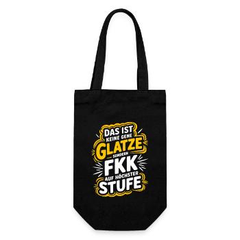 Haarausfall Glatze Frisur, Lustiges Glatzenträger - Geschenkbeutel für Flaschen - Schwarz - Vorne