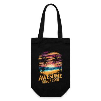 Awesome Since 1991 Strand Sonnenuntergang - Geschenkbeutel für Flaschen - Schwarz - Vorne