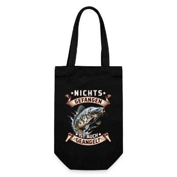 Angler NICHTS GEFANGEN IST AUCH GEANGELT Lustiges - Geschenkbeutel für Flaschen - Schwarz - Vorne