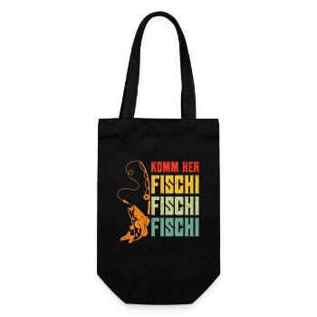 Angler KOMM HER FISCHI FISCHI FISCHI Lustiges - Geschenkbeutel für Flaschen - Schwarz - Vorne