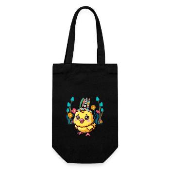 Hippie Huhn Küken Hippies Kinder Kind Ostern - Geschenkbeutel für Flaschen - Schwarz - Vorne