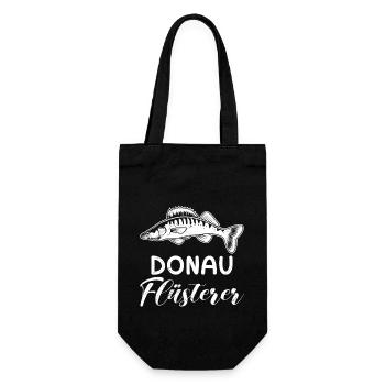 Angeln DONAU FLÜSTERER Zander Angler Outfit - Geschenkbeutel für Flaschen - Schwarz - Vorne