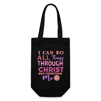 I Can Do All Things Through Volleyball - Gift Bag for Bottles - black - Front