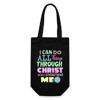 I Can Do All Things Through Volleyball - Gift Bag for Bottles - black - Front