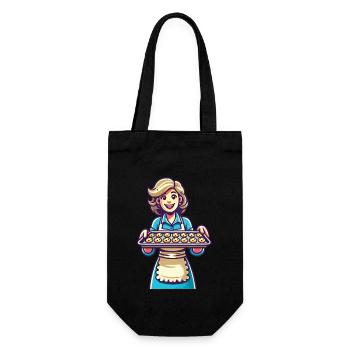 Cheerful baker with fresh biscuits - Gift Bag for Bottles - black - Front