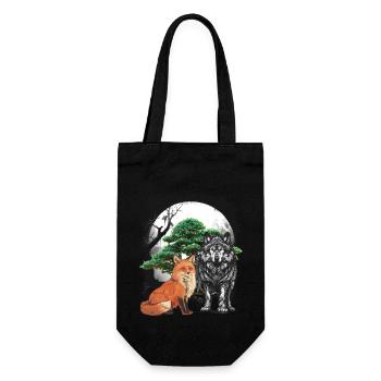 Forest Dwellers Wolf Wolves Fairy Tales Fox Foxes Child - Gift Bag for Bottles - black - Front