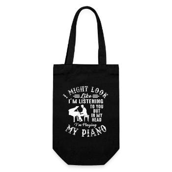Ich sehe vielleicht so aus, als würde ich Klavier hören - Geschenkbeutel für Flaschen - Schwarz - Vorne