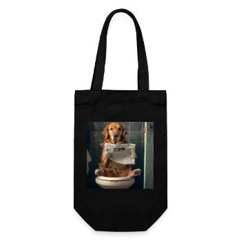 Golden Retriever - Geschenkbeutel für Flaschen - Schwarz - Vorne