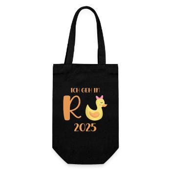 Duck Pension 2025 Pension Retirement Grandpa Grandma Pensioner - Gift Bag for Bottles - black - Front