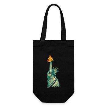 Statue of Liberty with Pizza Torch Artwork New - Gift Bag for Bottles - black - Front