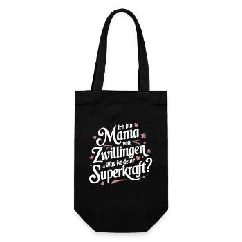 Zwillingsmama Zwillings Mutter, Mama von Zwillinge - Geschenkbeutel für Flaschen - Schwarz - Vorne