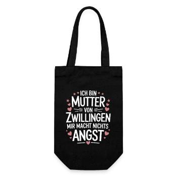 Zwillingsmama Zwillings Mutter Mama von Zwillingen - Geschenkbeutel für Flaschen - Schwarz - Vorne
