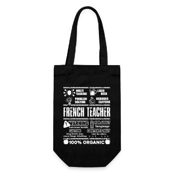 French Teacher Multitasking Beer Coffee Problem - Gift Bag for Bottles - black - Front
