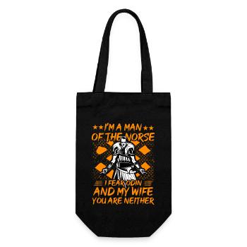 Ich bin ein Mann der Nordmänner, ich fürchte Odin und meine Frau - Geschenkbeutel für Flaschen - Schwarz - Vorne
