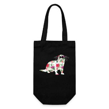 Otter Tropical Flowers Floral - Gift Bag for Bottles - black - Front